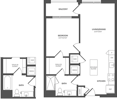 Floor plan 1 Bed/1 Bath-A16