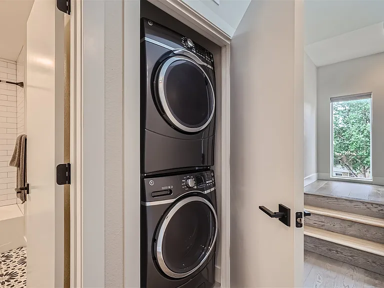 Full size high-end washer and dryer on second floor