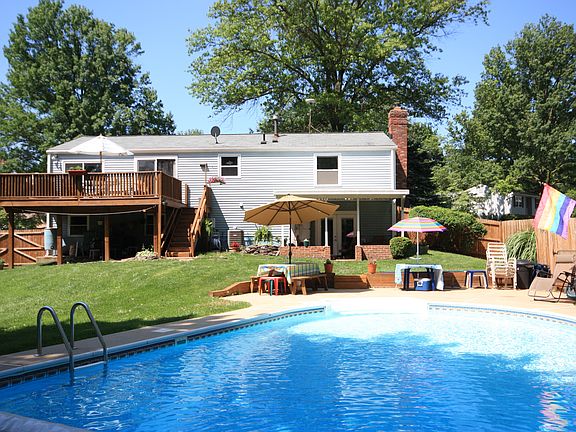 Back yard, heated pool, patio, deck