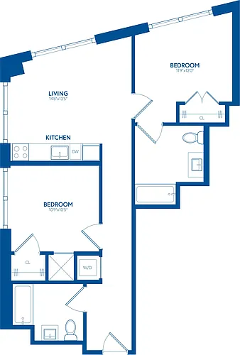 Floor plan 2 Bedroom, 2 Bath - 856