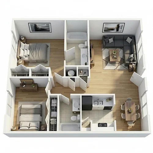 Floor plan RT106_E The Gregg: 2 Bedroom 2 Bath