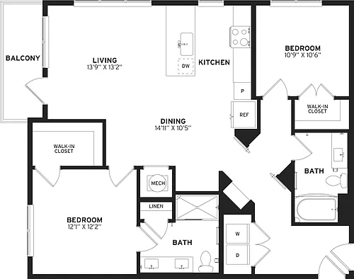 Floor plan 2 Bed/2 Bath-B3