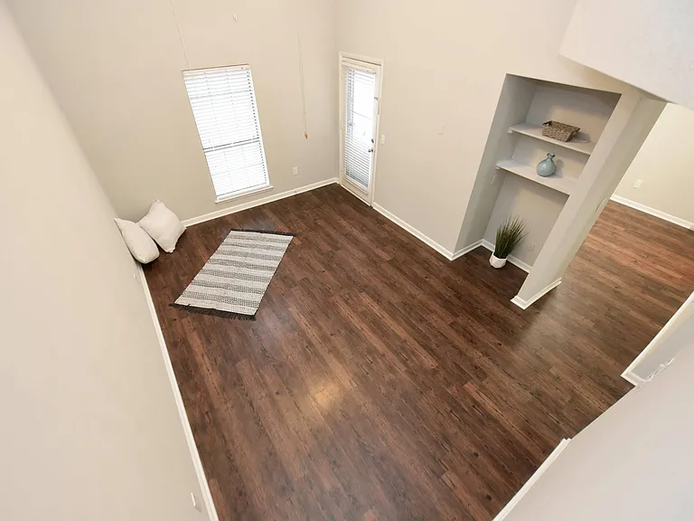 Living Room with Hardwood Style Flooring