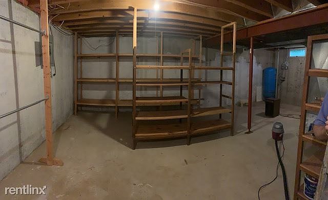Storage area with shelving.