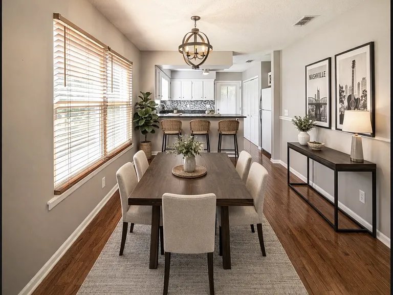 Dining area virtually staged