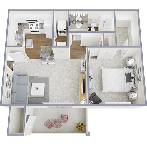 Floor plan 1B One Bedroom