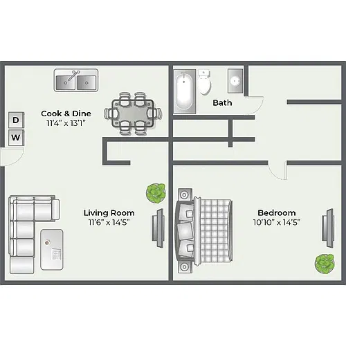 Floor plan 1 Bed 1 Bath