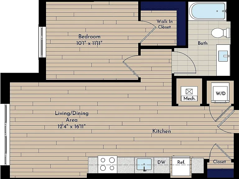 B 1BR-E One Bedroom Floor Plan B 1BR-E One Bedroom Floor Plan