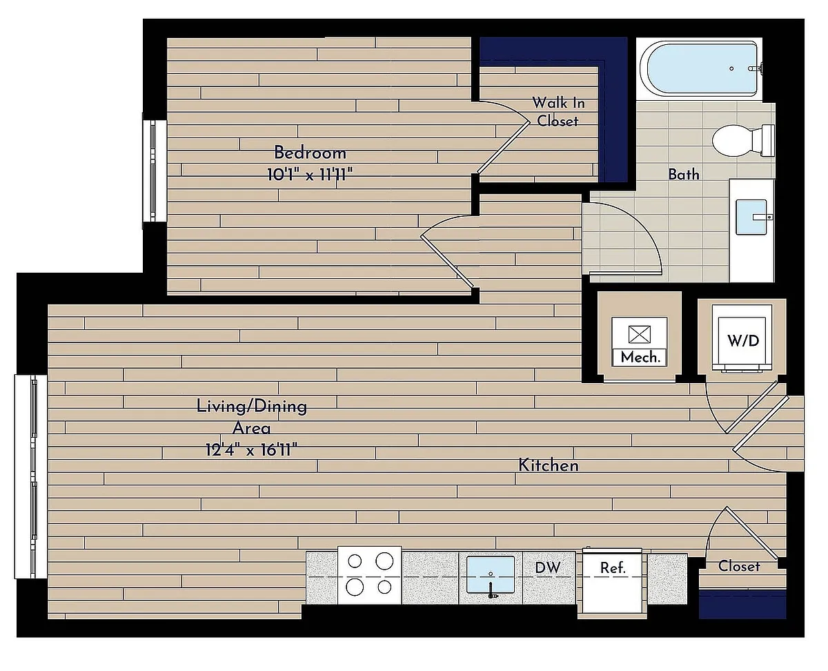 Floor plan B 1BR-E