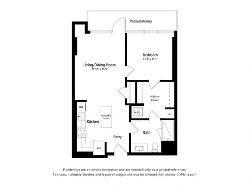 Floor plan A01 - 1 Bedroom