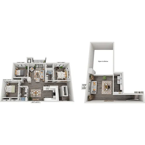 Floor plan Three Bedroom C2FL