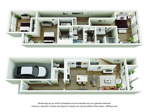 Floor plan Three Bedroom Townhome