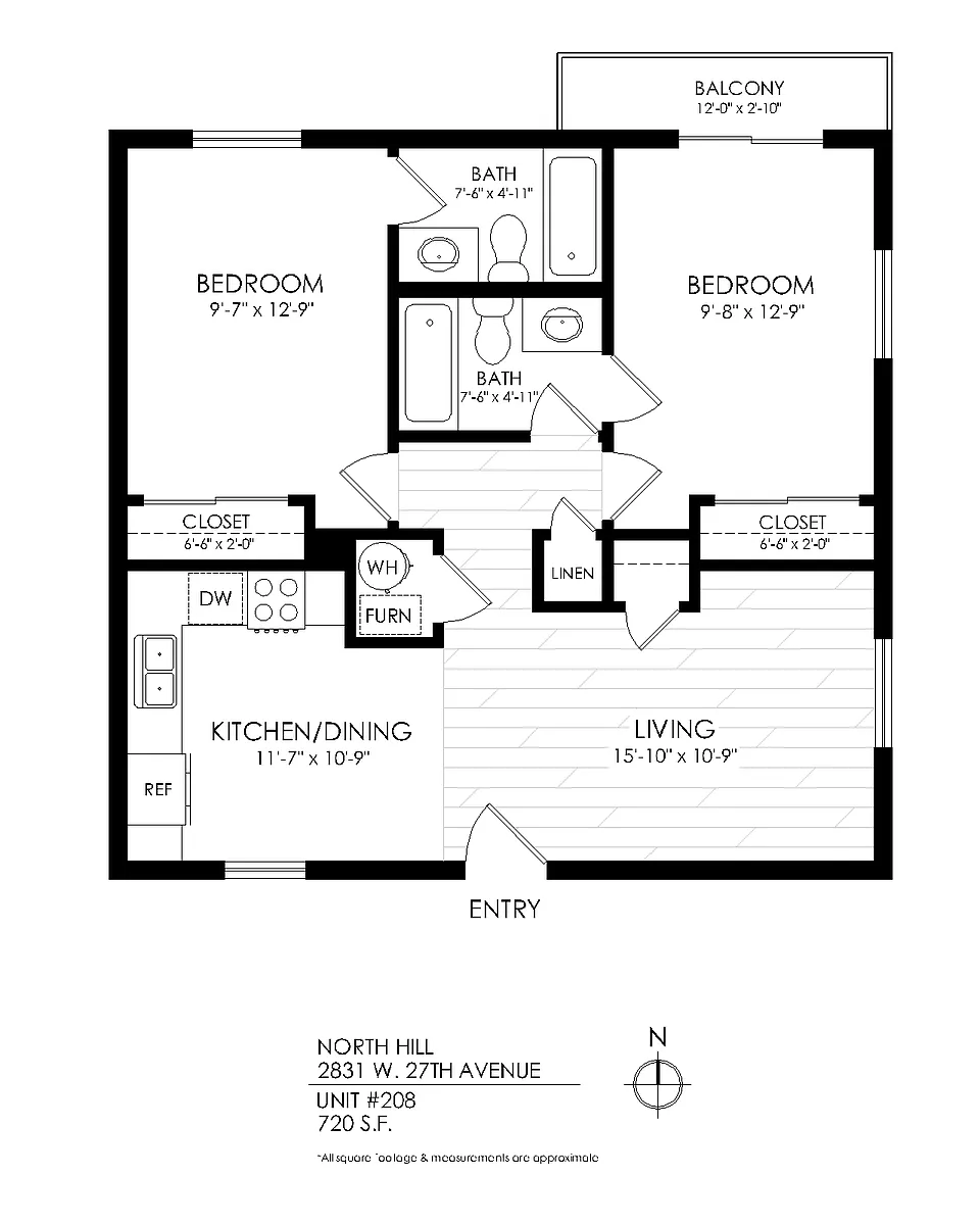 Floor plan 2 Bedroom x 2 Bath Balcony