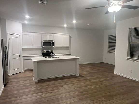 Open layout, kitchen living and dining