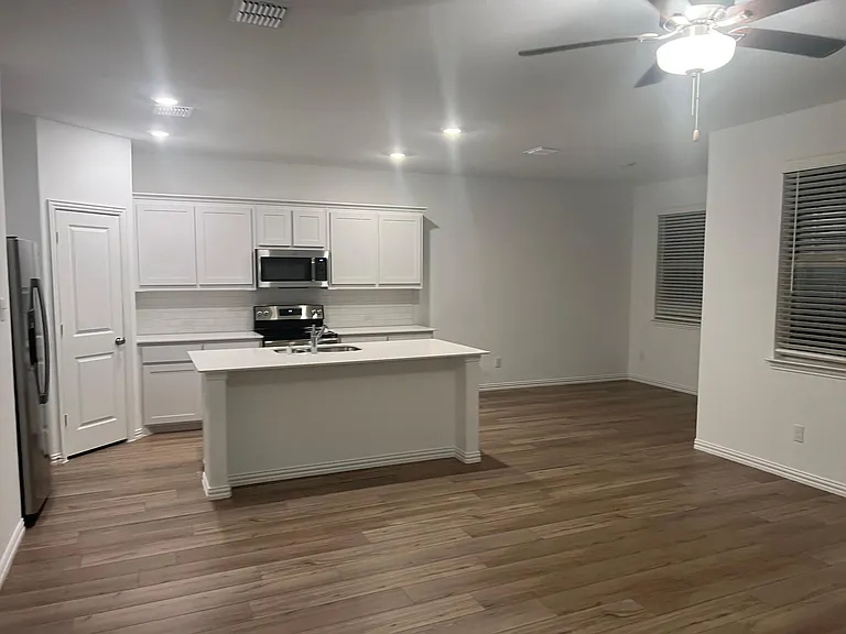 Open layout, kitchen living and dining