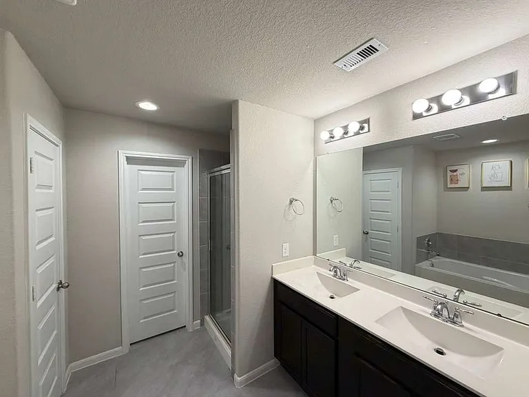 Separate tub and shower in primary bathroom
