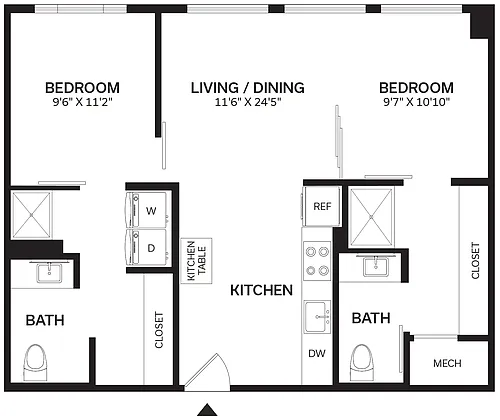 Floor plan 2 Bed/2 Bath-B3