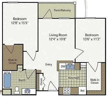 Floor plan Two Bedroom - 60%