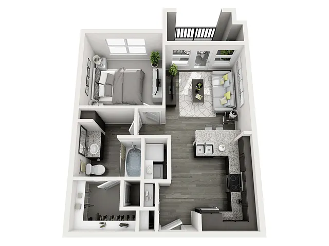 Floor plan 1 Bed, 1 Bath A