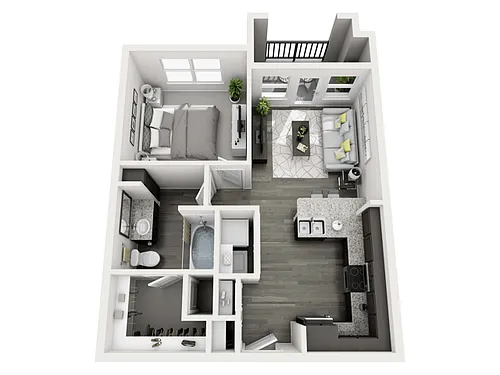 Floor plan 1 Bed, 1 Bath A