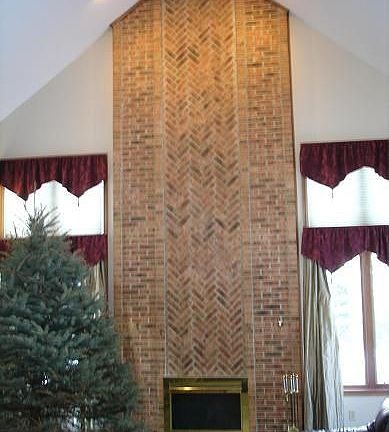 2-story Stone fireplace