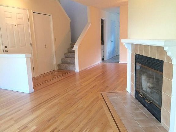 Wood burning fireplace and large entry closet