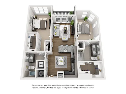 Floor plan Floor Plan K Two Bedroom / Two Bath w/Balcony