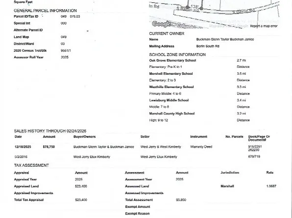 1950 S Berlin Rd Lot 1, Lewisburg, TN 37091