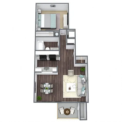 Floor plan A1: 1 Bed 1 Bath
