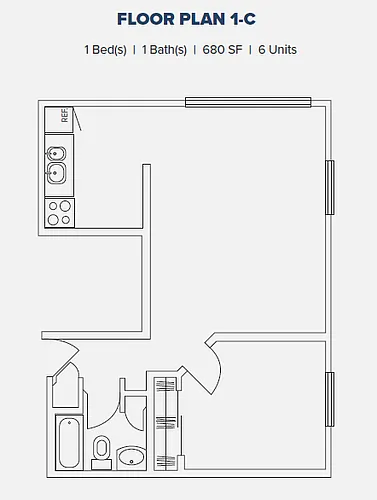 Floor plan One Bed - 1C