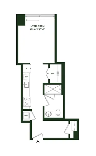 Floor plan Residence 03 - South: Studio 1BA