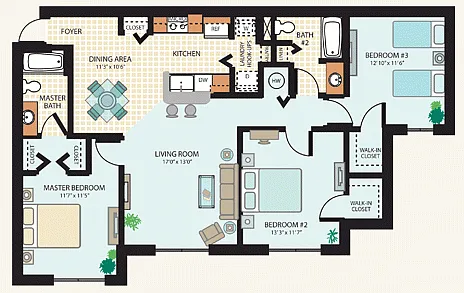 Floor plan 4 Bed, 2 Bath