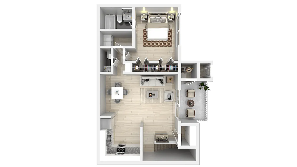 Floor plan Waters Edge 1 bedroom