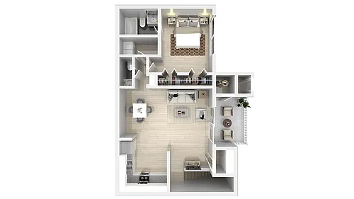 Floor plan Waters Edge 1 bedroom
