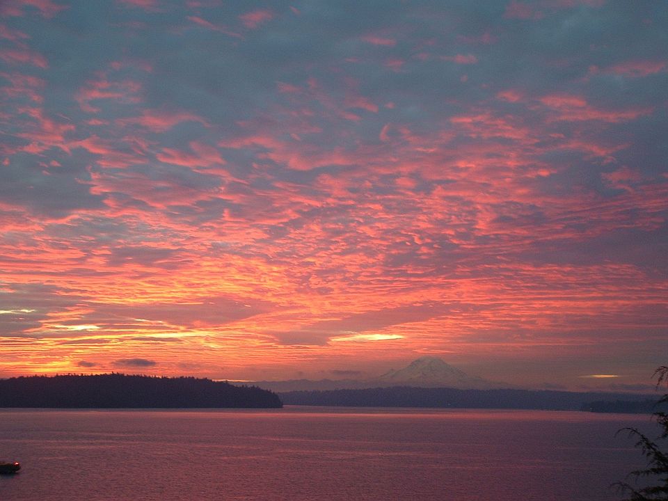 Sunrise over Mt. Rainier from deck