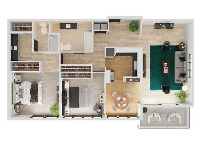 Floor plan 2 Bed 2 Bath C