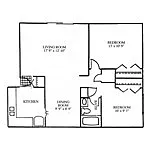 Floor plan Updated 2 Bedroom 1 Bath Apartment Style AN
