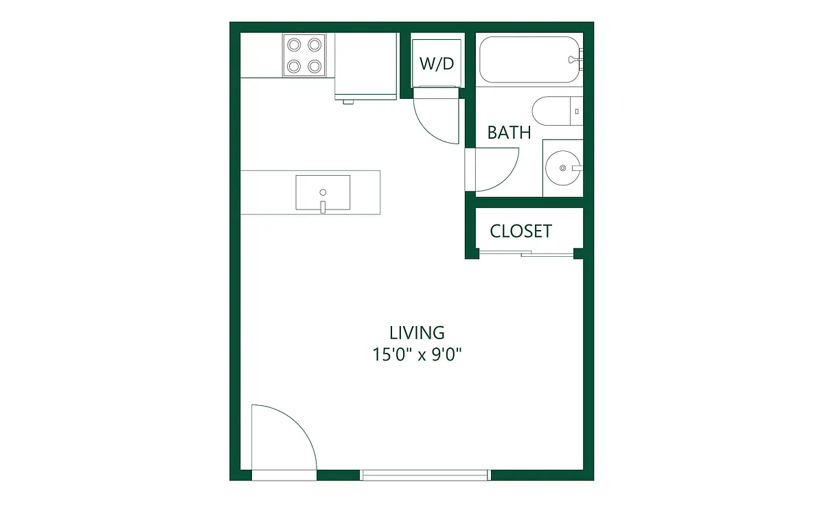 Floor plan 0 bed 1 bath