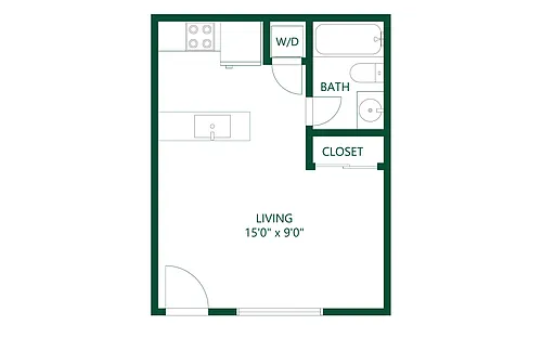 Floor plan 0 bed 1 bath