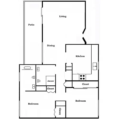 Floor plan 2 Bed 2 Bath