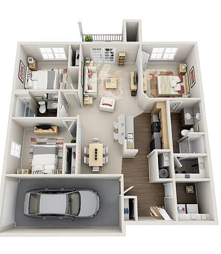 Floor plan 3 bedroom with garage
