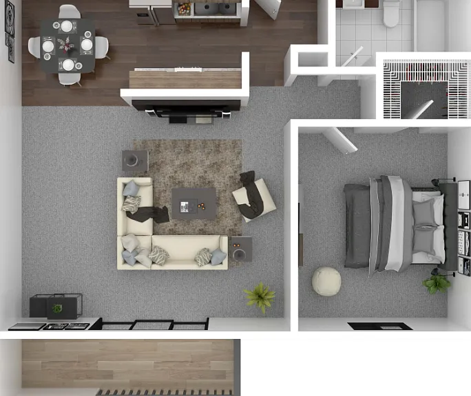 1 Bedroom D Floorplan Diagram