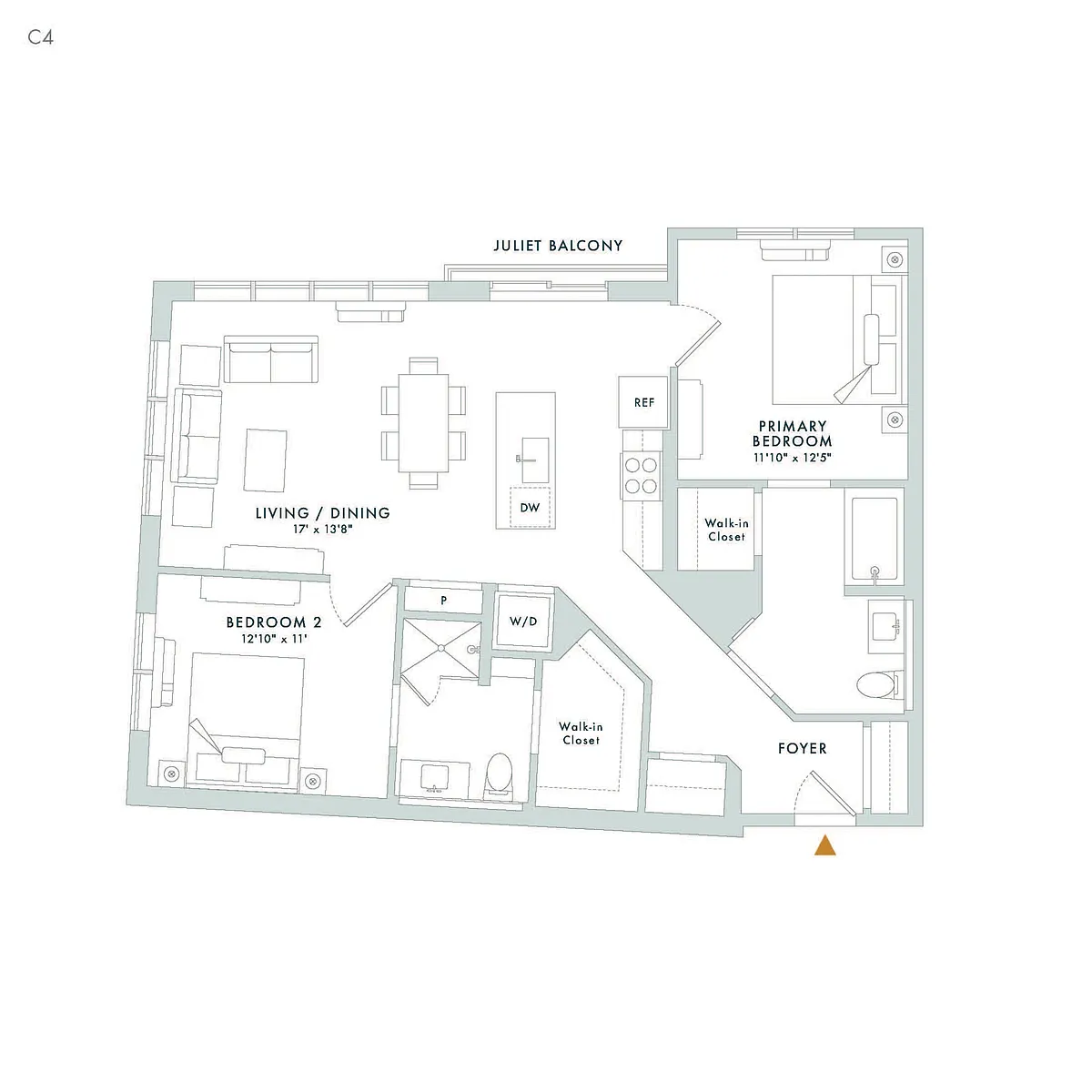 Floor plan C4 - Juliet Balcony