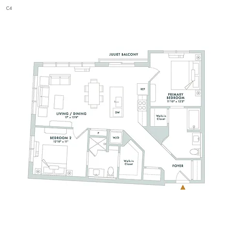 Floor plan C4 - Juliet Balcony