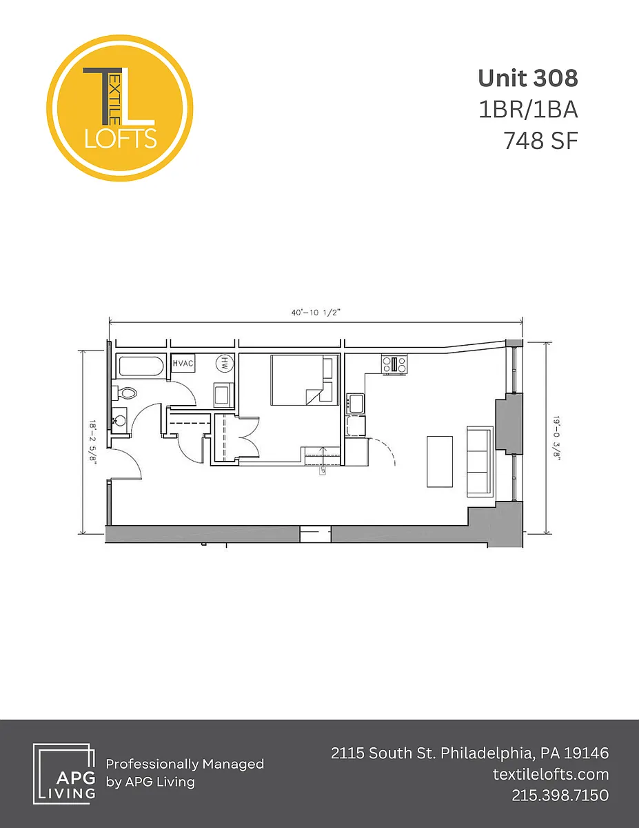 Floor plan 1 Bedroom - Unit 308