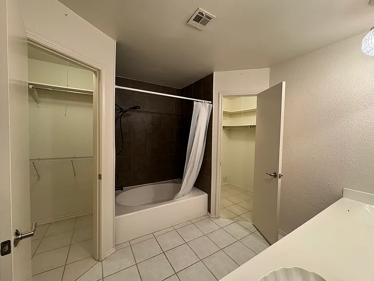 Master bath - walk-in closet doors open