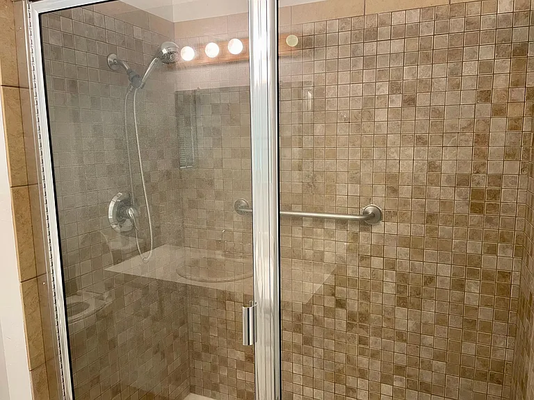 Upstairs tiled shower
