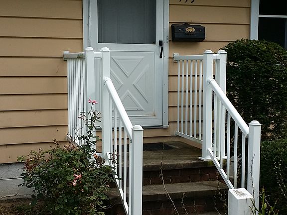 Front porch with handrails