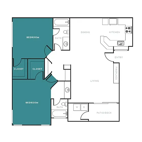 Floor plan 2 Bedrooms 2 Baths - 22A