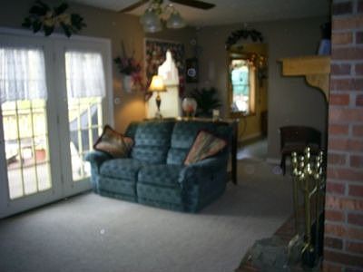 Family room with view of deck